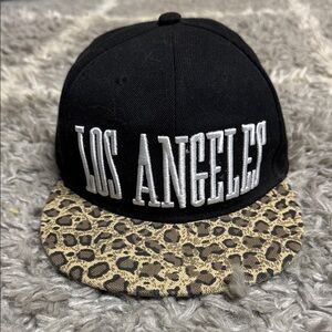 Black and Leopard Print LOS ANGELES Cap